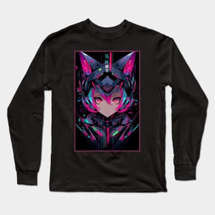 Anime Cat Girl | Quality Anime Design | Chibi Cat Girl Miaw | Manga Anime Art Long Sleeve T-Shirt